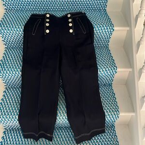 Navy JCrew linen/poly crop pants with lining